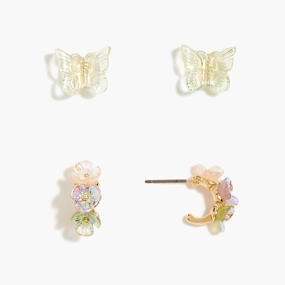 J. CREW Girls' Iridescent Butterfly Flower Earrings/NWT - Picture 1 of 13